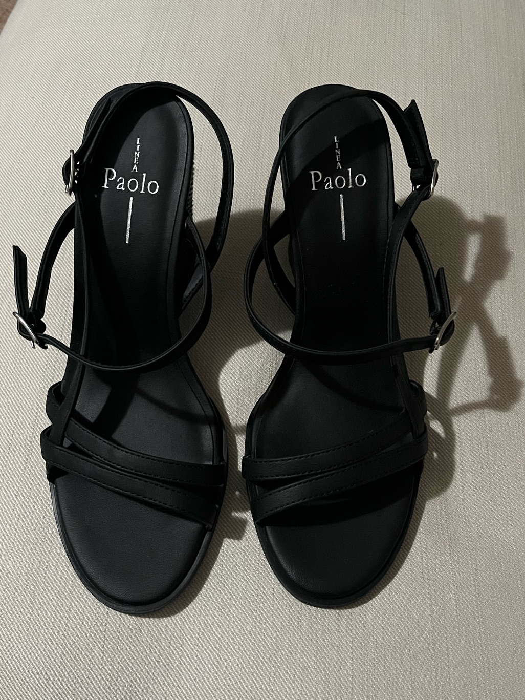 Paolo Black Strappy Heeled Sandals Sz 8.5